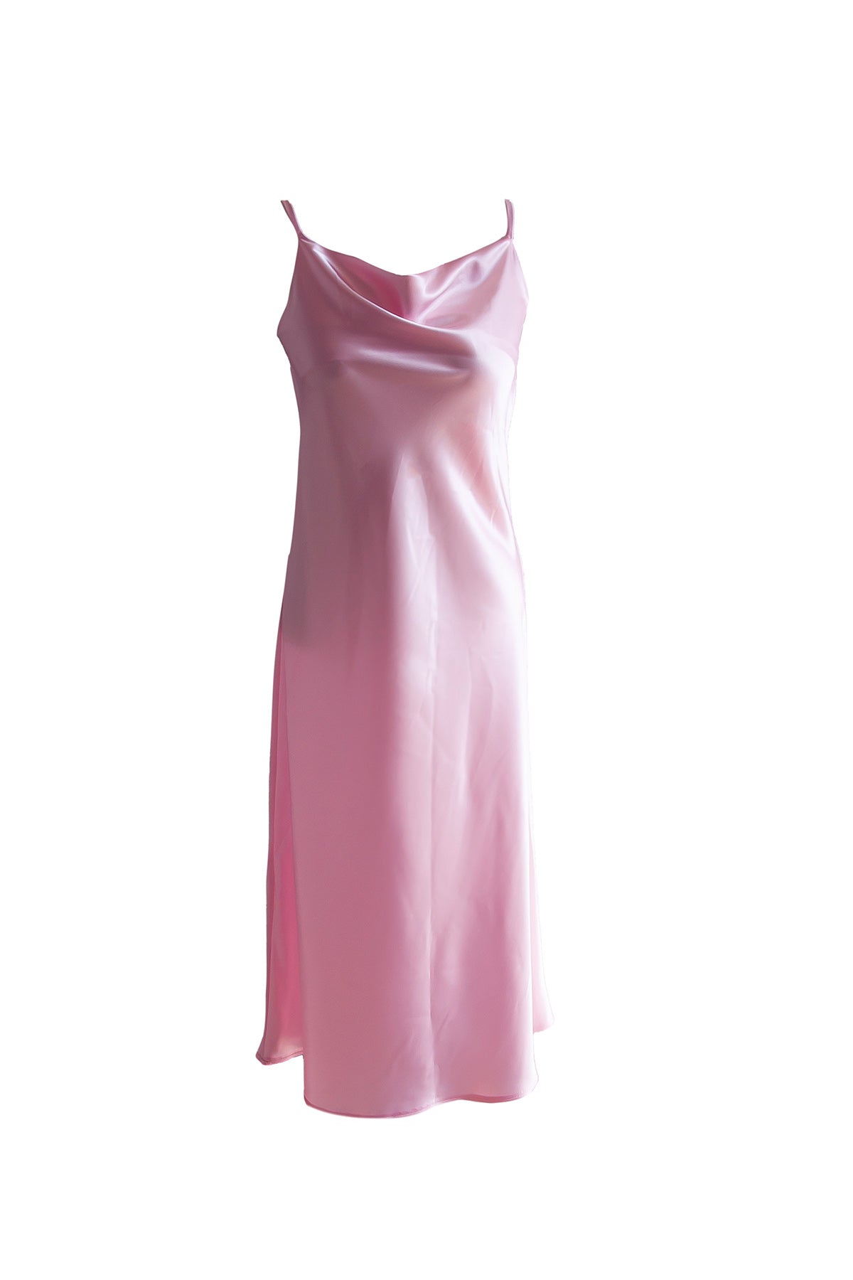 PUDRA SATEN DEGAJE YAKA ELBİSE