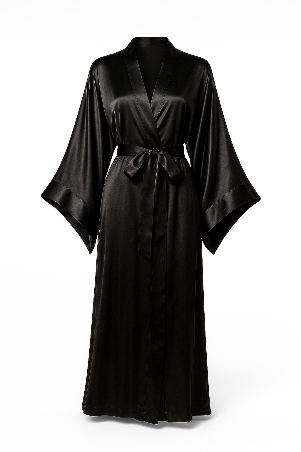 SİYAH SATEN YARASA KOL KİMONO