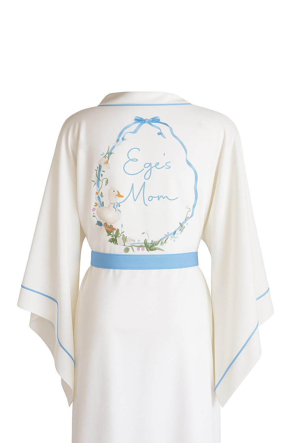 BEYAZ YARASA KOL MAVİ BİYELİ KİMONO