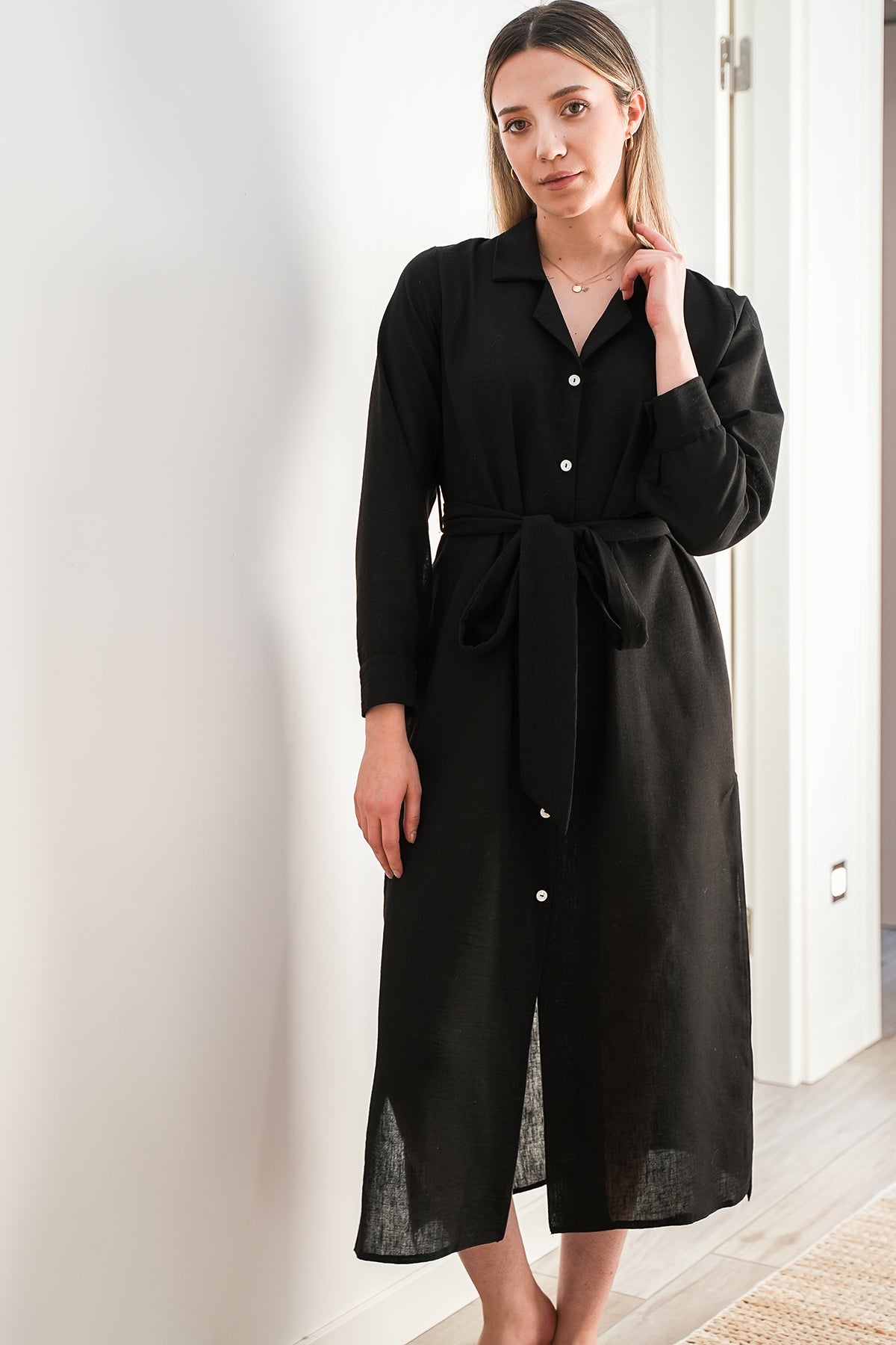 BLACK BELT SHIRT DRESS