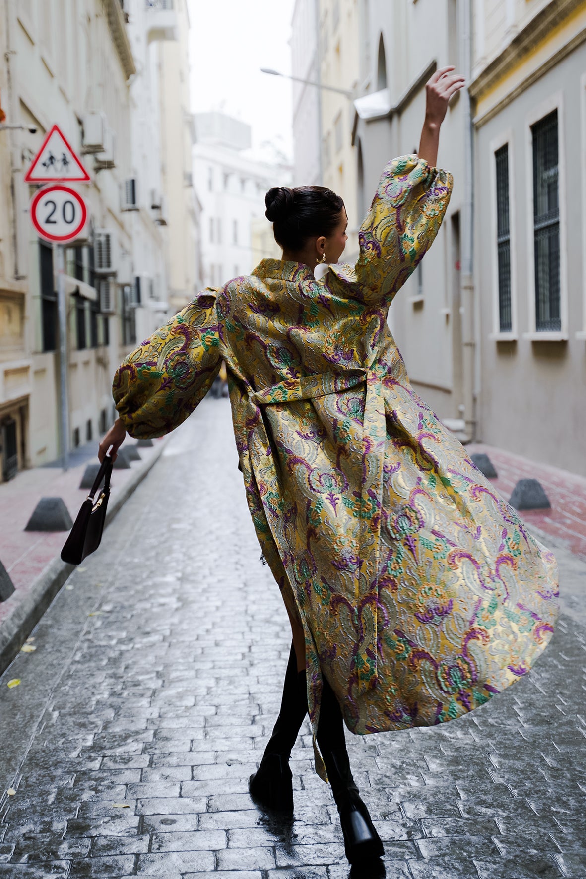 BROKAR KUMAŞ BALON KOL KİMONO KAFTAN