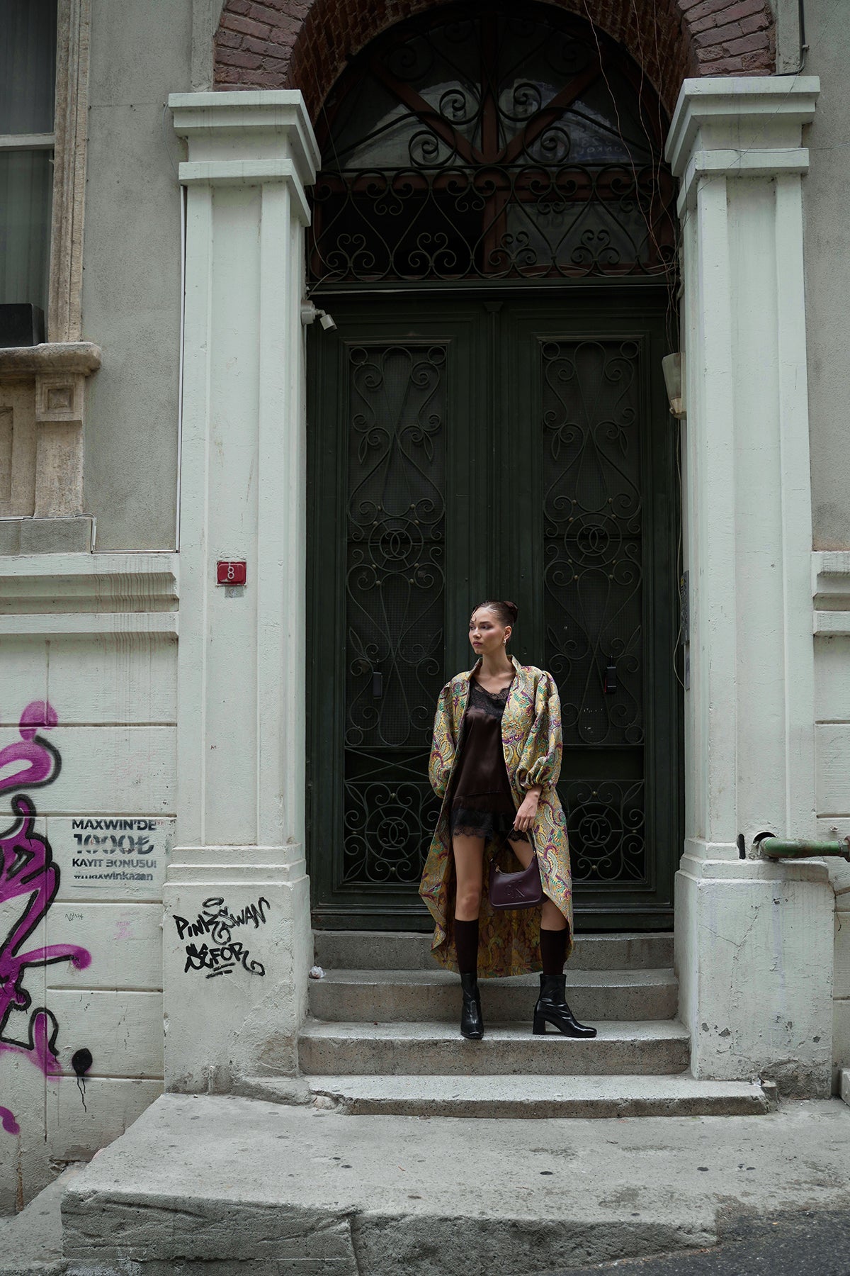 BROKAR KUMAŞ BALON KOL KİMONO KAFTAN