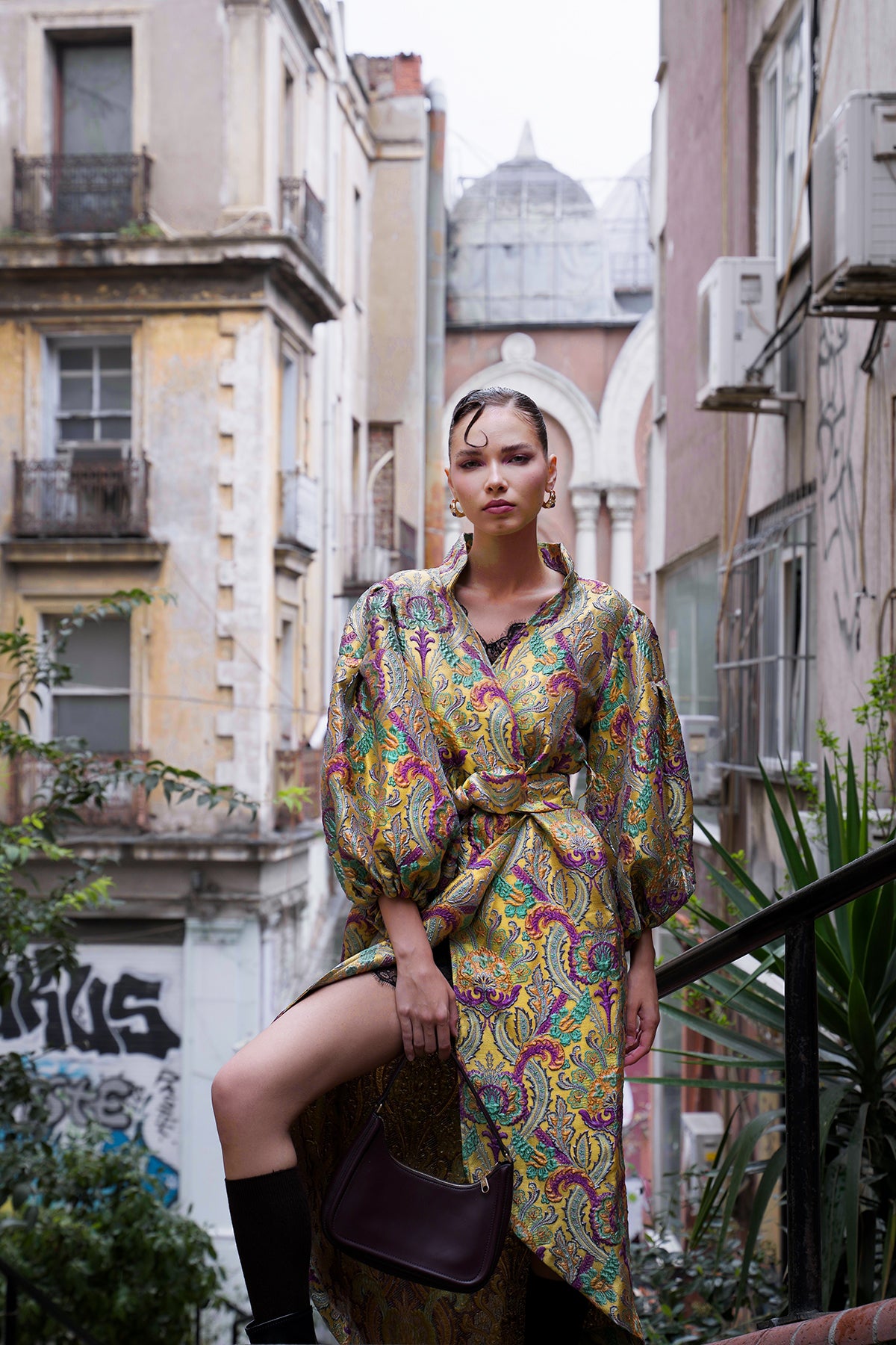 BROKAR KUMAŞ BALON KOL KİMONO KAFTAN
