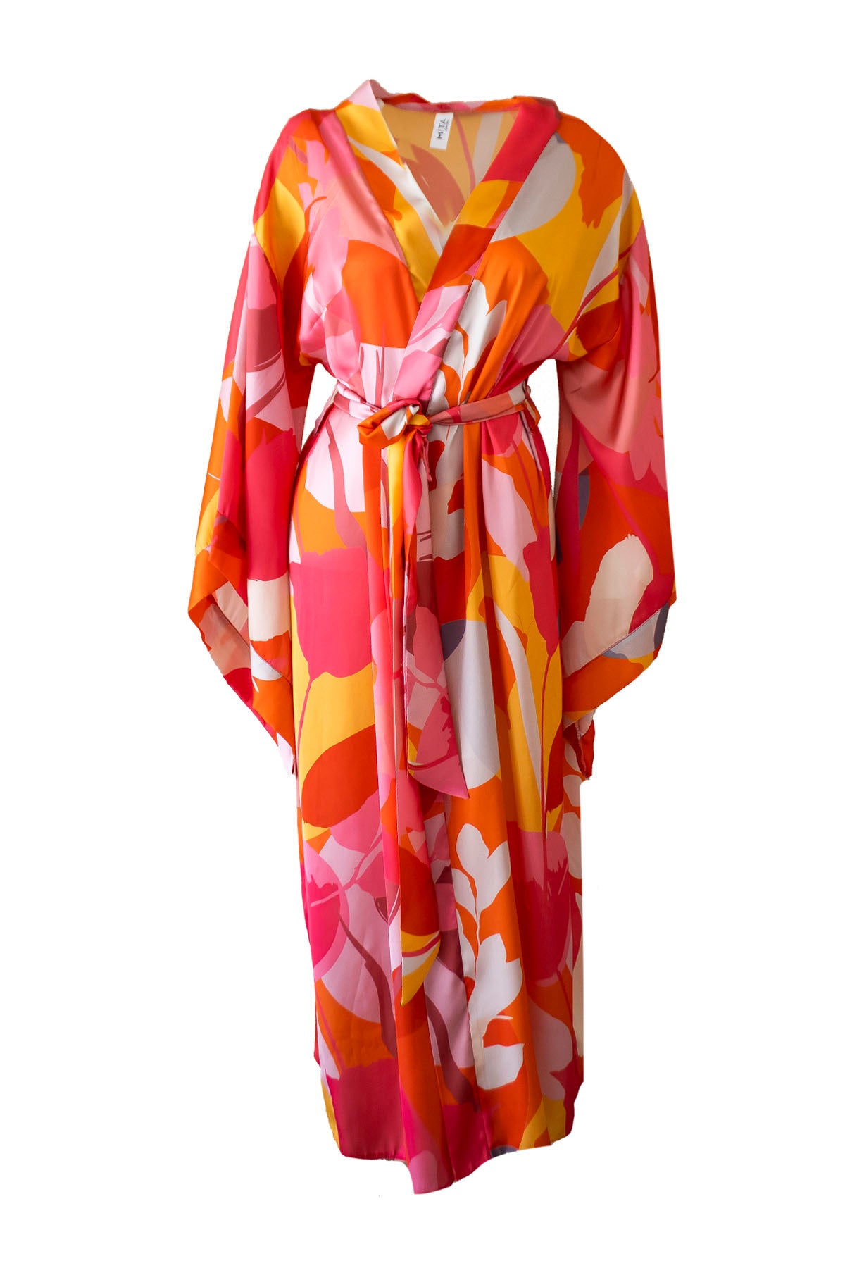 LEAF-PATTERN BAT ARM KIMONO