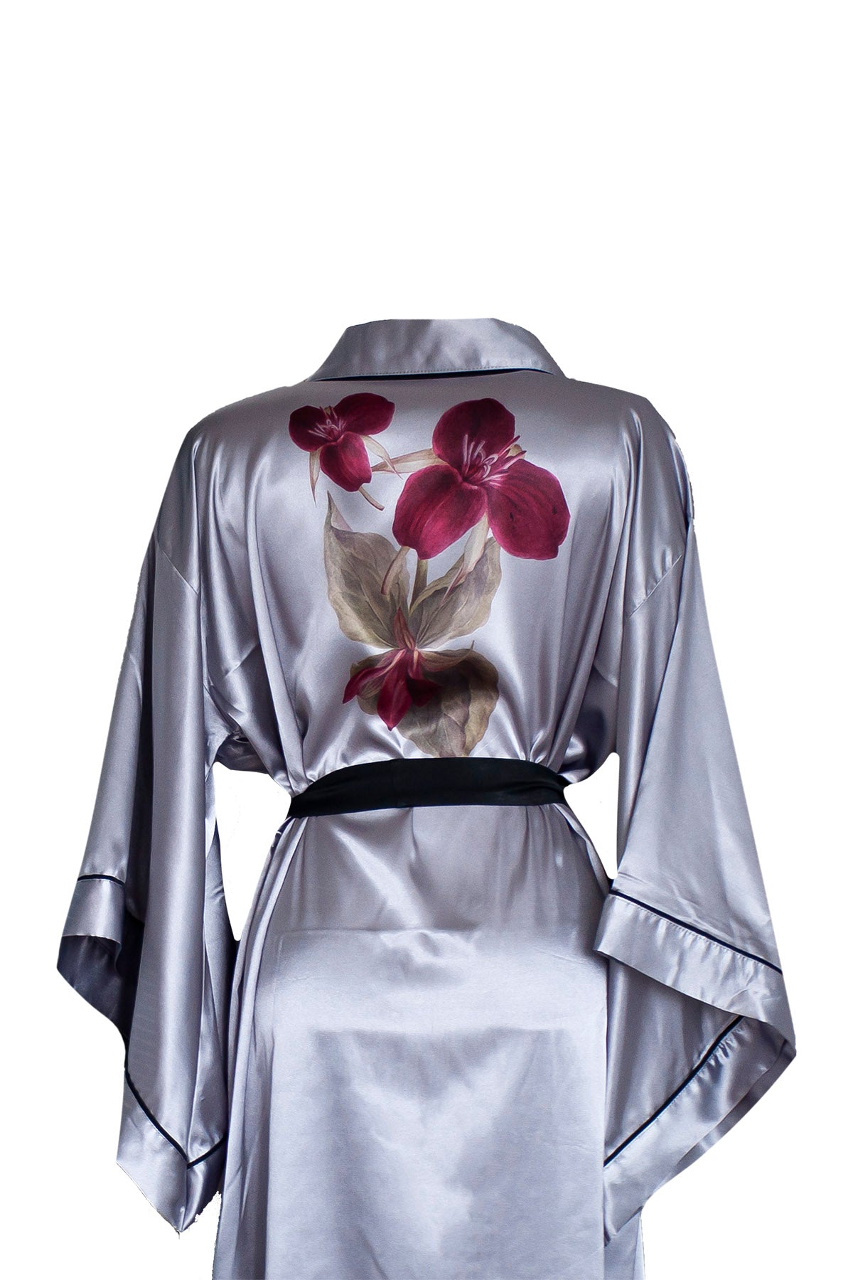 GRİ YARASA KOL SİYAH BİYELİ KİMONO