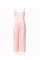PEMBE SATEN DANTELLİ ASKILI PİJAMA TAKIMI