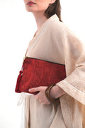 KIRMIZI DESENLİ CLUTCH ÇANTA