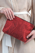 KIRMIZI DESENLİ CLUTCH ÇANTA