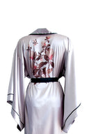 GRİ YARASA KOL SİYAH BİYELİ KİMONO