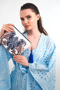 LACİVERT DESENLİ CLUTCH ÇANTA