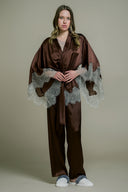 ACI KAHVE SATEN FRANSIZ DANTELLİ 3'lü SET