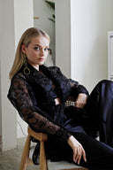 SİYAH ORGANZE ŞAL YAKA CEKET