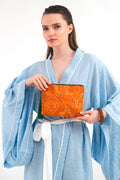 TURUNCU DESENLİ CLUTCH ÇANTA