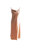 GOLD SATEN DEGAJE YAKA ELBİSE