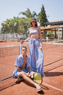 MAVİ ÇİZGİLİ VİSKON BRALET-PANTOLON TAKIM