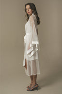 BEYAZ RENK IŞILTILI TAŞ DETAYLI TRANSPARAN KİMONO