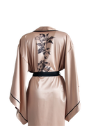 SÜTLÜ KAHVE SİYAH BİYELİ YARASA KOL KİMONO