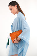 TURUNCU DESENLİ CLUTCH ÇANTA