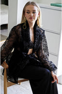 SİYAH ORGANZE ŞAL YAKA CEKET