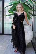 SİYAH ORGANZE CROP-ETEK TAKIM