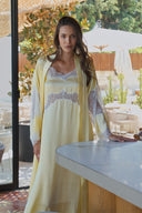 SARI SATEN FRANSIZ DANTELLİ GECELİK