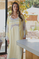 SARI SATEN FRANSIZ DANTELLİ GECELİK