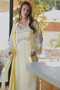 SARI SATEN FRANSIZ DANTELLİ GECELİK