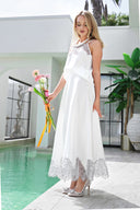 BEYAZ FRANSIZ DANTELLİ ASKILI-ETEK TAKIM