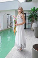 BEYAZ FRANSIZ DANTELLİ ASKILI-ETEK TAKIM