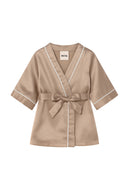 VİZON SATEN EKRU BİYELİ ÇOCUK KİMONOSU