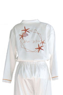 BEYAZ RENK DÜZ KOL GOLD BİYELİ PİJAMA TAKIMI