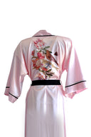 PUDRA RENK DÜZ KOL SİYAH BİYELİ KİMONO