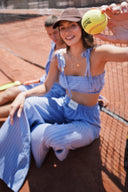 MAVİ ÇİZGİLİ VİSKON BRALET-PANTOLON TAKIM
