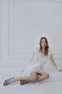 BEYAZ RENK BONCUK DETAYLI KİMONO