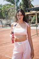 PEMBE ÇİZGİLİ POPLİN BRALET-PANTOLON TAKIM