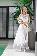 BEYAZ FRANSIZ DANTELLİ ASKILI-ETEK TAKIM