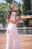 PEMBE ÇİZGİLİ POPLİN BRALET-PANTOLON TAKIM