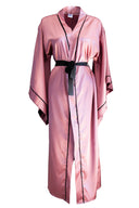 GÜL KURUSU YARASA KOL SİYAH BİYELİ KİMONO