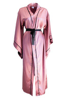 GÜL KURUSU YARASA KOL SİYAH BİYELİ KİMONO