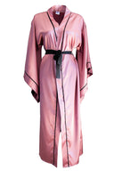 GÜL KURUSU YARASA KOL SİYAH BİYELİ KİMONO