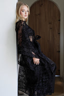 SİYAH ORGANZE YARASA KOL KİMONO