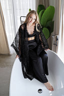 SİYAH ORGANZE YARASA KOL KİMONO