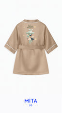 VİZON SATEN EKRU BİYELİ ÇOCUK KİMONOSU