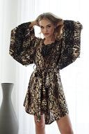 DANTELLİ LEOPAR DESENLİ YARASA KOL KİMONO