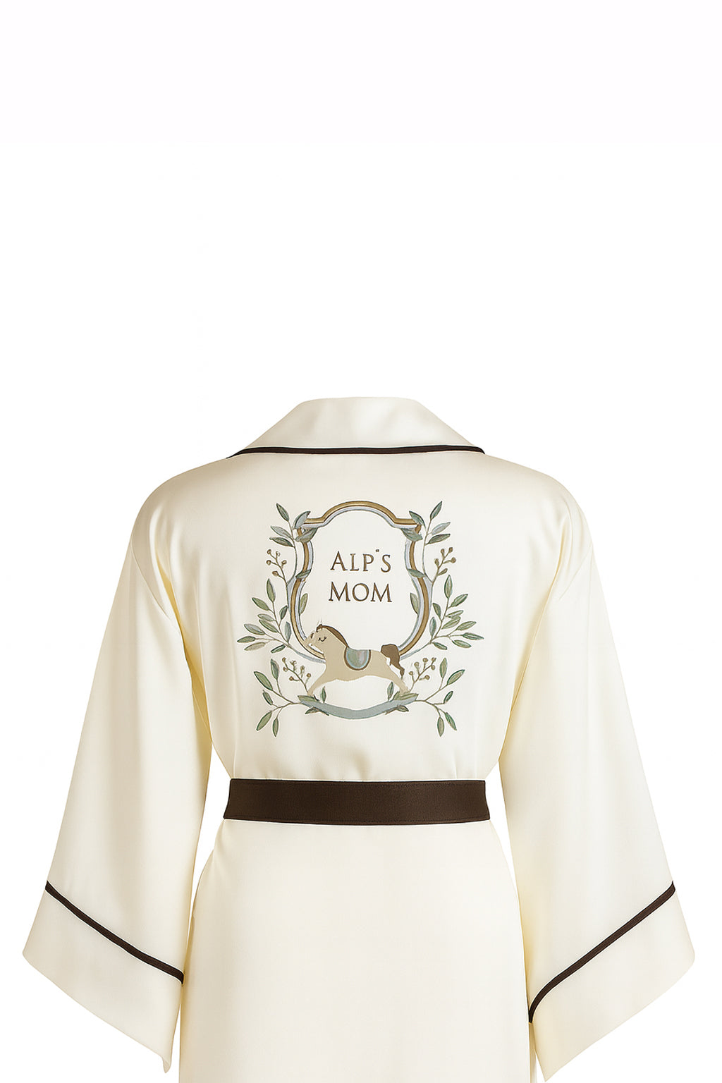 EKRU YARASA KOL KAHVERENGİ BİYELİ KİMONO