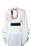 BEYAZ YARASA KOL LACİVERT BİYELİ KİMONO