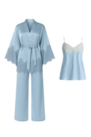 MAVİ SATEN FRANSIZ DANTELLİ 3'lü SET