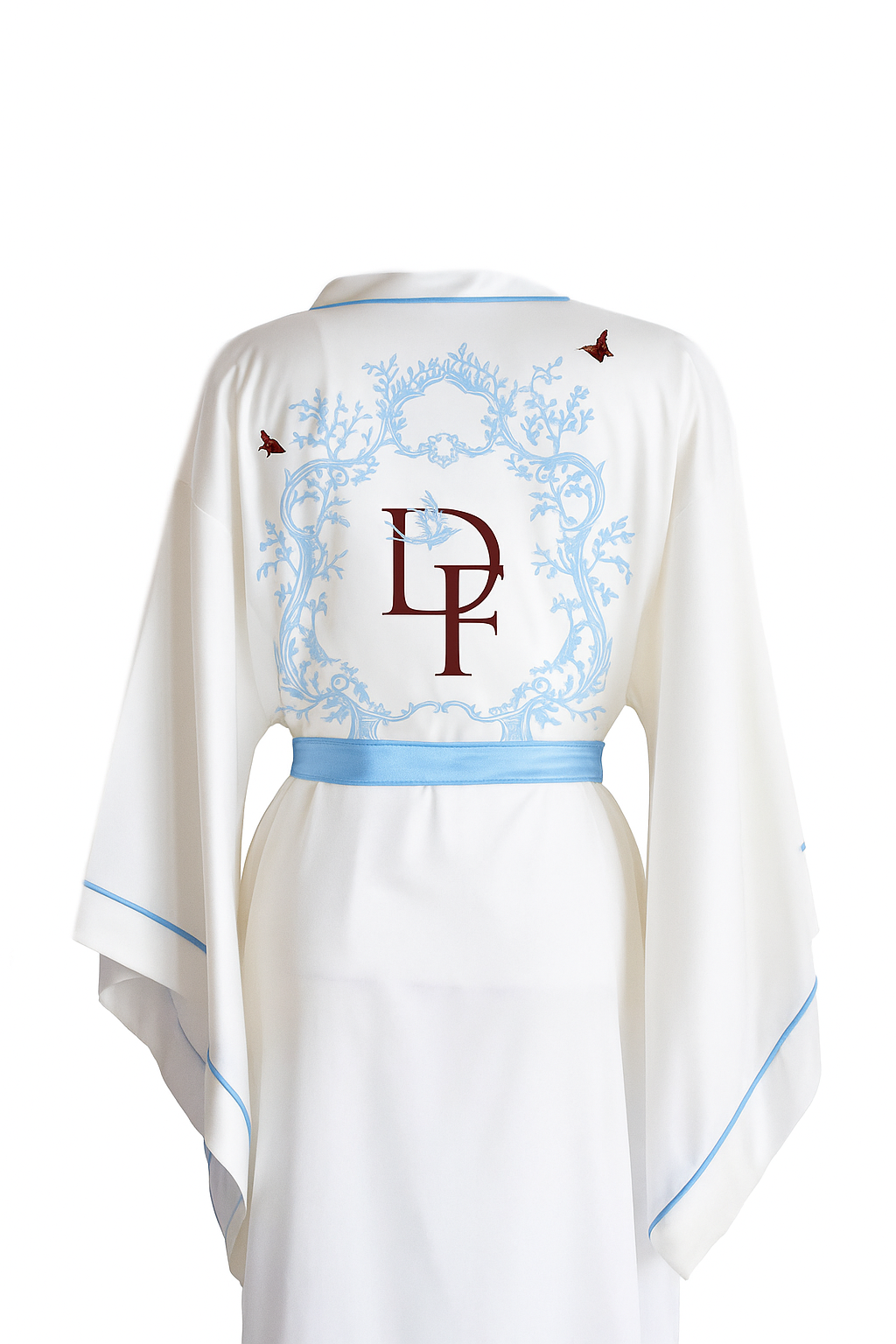 BEYAZ YARASA KOL MAVİ BİYELİ KİMONO