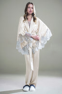 EKRU SATEN FRANSIZ DANTELLİ 3'lü SET