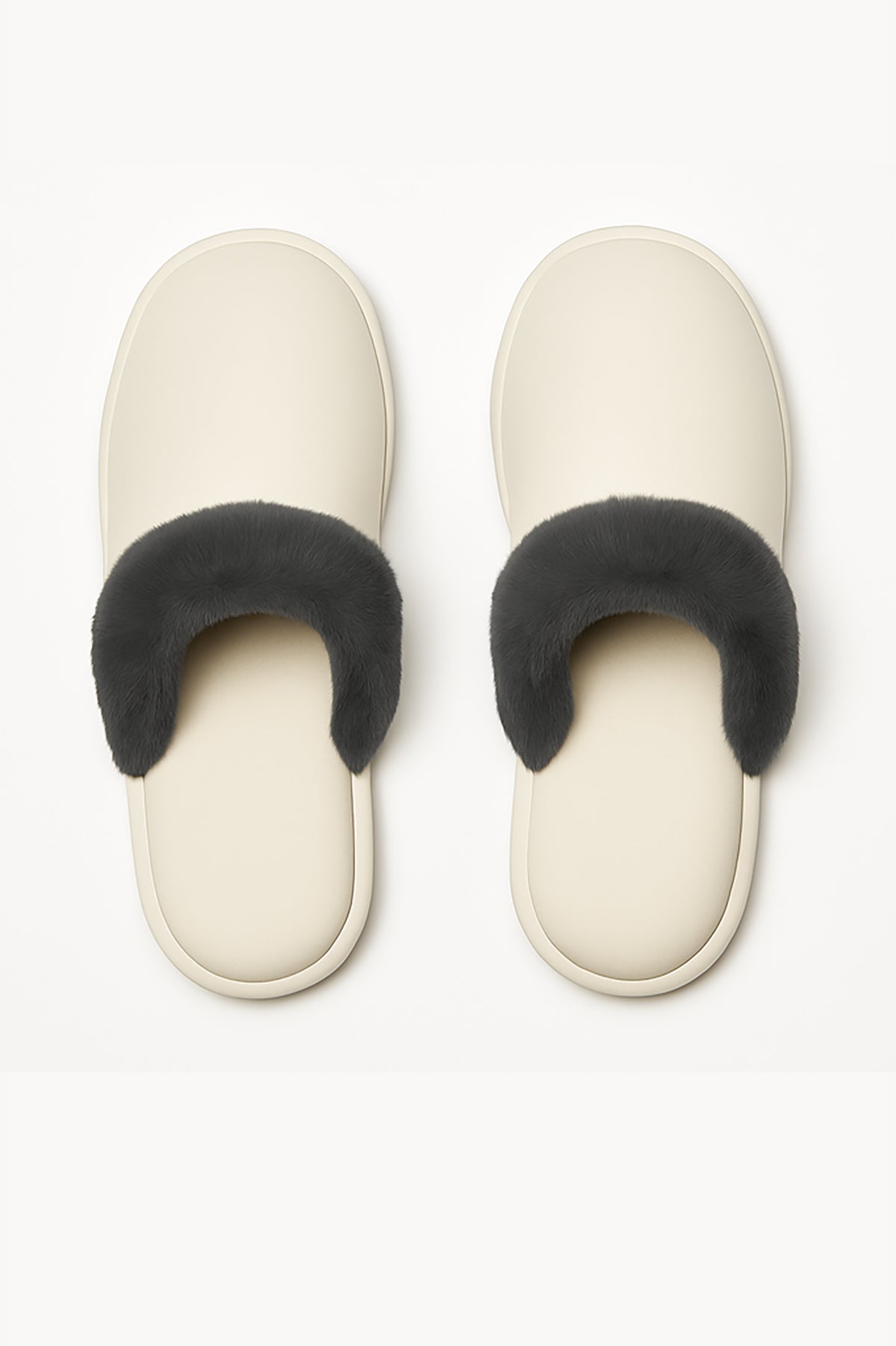 GRİ PELUŞLU BEYAZ HAVLU TERLİK